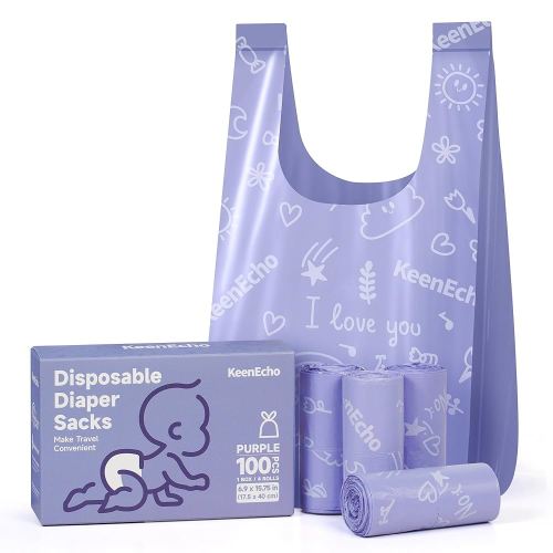 Disposable Diaper Bags with Handles 100 Count (4 Rolls), Unscented Leak-Proof Diaper Trash Bags & Sacks or Pet Waste Bag, Ocean Recycled Plastic