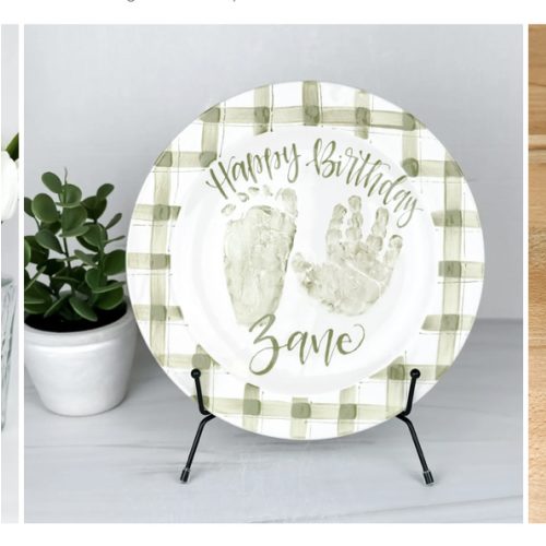 Gingham Birthday Cake Plate
