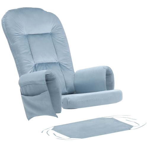 Lovote 5 in 1 Glider Rocker Replacement Cushions Set - Soft Thicken Velevt Rocking Chair Cushion with Ottoman Cover for Indoor Nursery Glider Rocking Chair, Blue