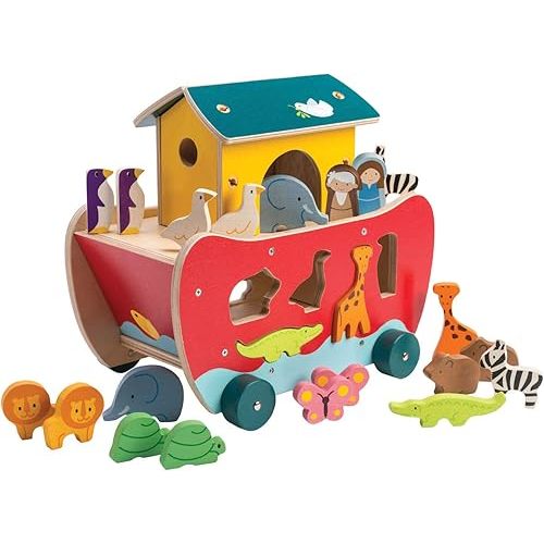 Tender Leaf Toys - Wooden Noah’s Ark Animal Shape Sorter Toy - Encourages Imaginative Play, Improves Recognition and Problem Solving Skills - 18M +