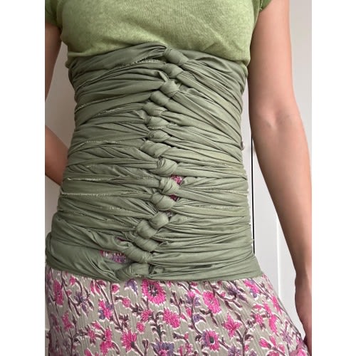 Bengkung Belly Bind in Olive : Postpartum Support Wrap cotton S-XL