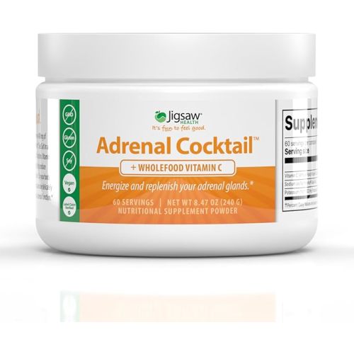 Jigsaw Health Adrenal Cocktail + Wholefood Vitamin C | with Potassium Bicarbonate, Sea Salt, and Acerola Cherry Extract | 60 Servings (Jar)