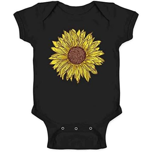 Pop Threads Sunflower Cute Retro Vintage Style Hippie Boho Baby Toddler Kids Girl Boy T-Shirt