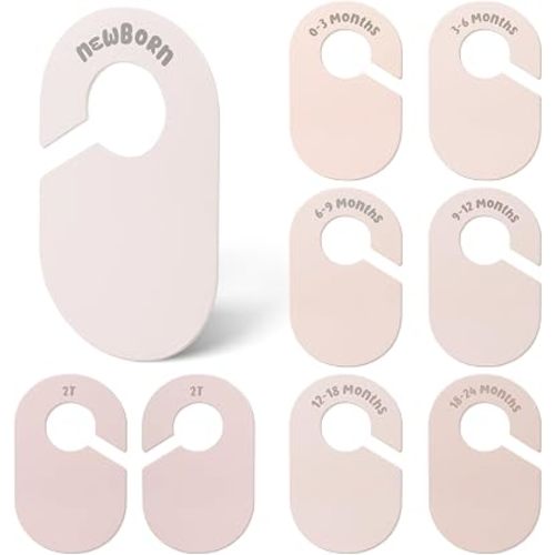 Double Sided Baby Closet Dividers for Newborn to 2T, Pink, 8 Pcs