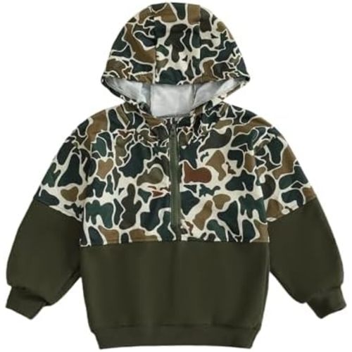 Fernvia Toddler Baby Boy Clothes Camouflage Half Zip-up Long Sleeve Hoodies Sweatshirt Casual Pullover for Kids boys