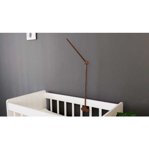 WALNUT COLOR - Natural Wood Baby Crib Mobile Holder, Handcrafted, Universal Design, Tool-Free Assembly