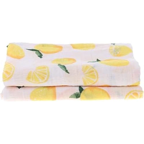 Muslin Swaddle Square Blankets Baby Receiving Blanket Wrap Swaddle Towel for Girl Shower Gift - Lemon