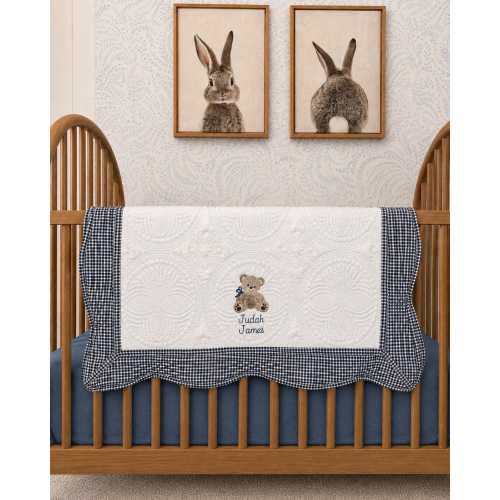 Personalized Baby Quilt, Embroidered Teddy Bear Blanket, Custom Name Baby Quilt, Heirloom Baby Shower Gift, Boy or Girl Nursery