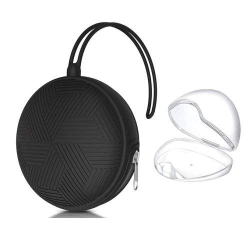 Pacifier Holder Case,BPA Free Portable Pacifier Storage Container,Silicone Baby Pacifier Cover Pouch for Diaper Bag Stroller,Travel Outdoor Activities,Easy to Clean(Black)