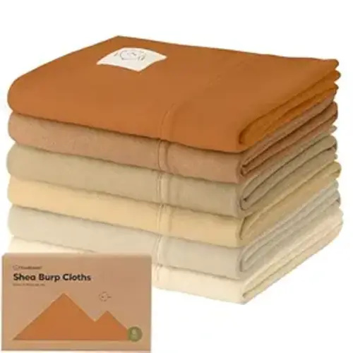 Organic Burp Cloths Baby Boy, Girl - 6-Pack Large 100% Cotton Burping Cloths for Babies, Spit Up Rags, Super Absorbent, Ultra Soft Newborn Rag, Gender Neutral, Machine Washable, Durable (Terracotta)