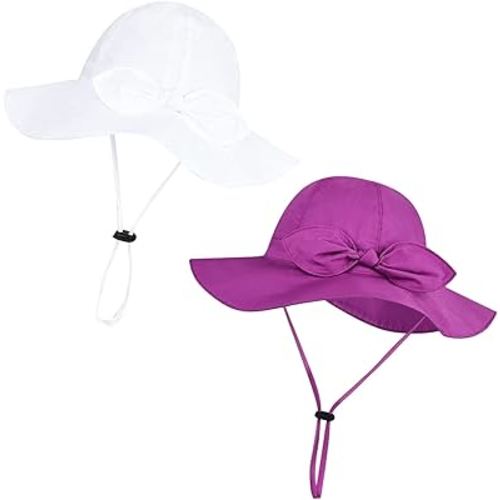Baby Girl Sun Hat with UPF 50+ Outdoor Adjustable Beach Hat with Wide Brim Bucket Hats