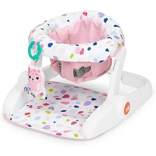 Bright Starts Learn-to-Sit 2-Position Baby Floor Seat with Toys, Pink, 4-12 Months