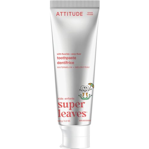 Attitude Toothpaste with Fluoride, Prevents Tooth Decay and Cavities, Vegan, Cruelty-Free and Sugar-Free, Watermelon, 4.2 Oz