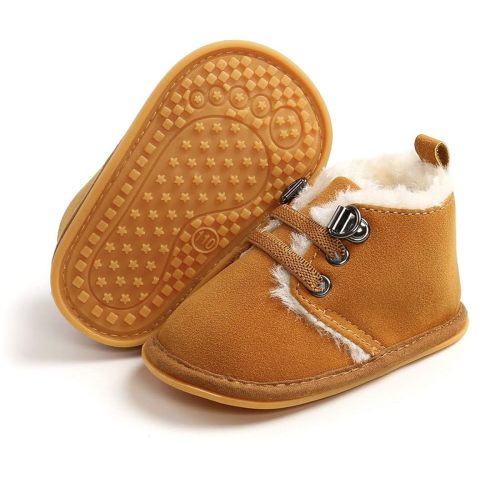 Meckior Baby Booties Newborn Infant Unisex Baby Girls Boys Velvet Rubber Anit-Slip Sole Shoes Toddler Fleece Cozy Winter Warm Prewalker Boots