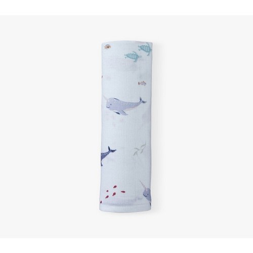 Narwhal Organic Muslin Swaddle | Pottery Barn Kids