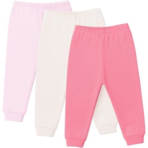 Baby Jogger Pants 3-Pack for Boys & Girls, Newborn Leggings, Unisex Baby Clothes, Soft Baby Lounge Pants
