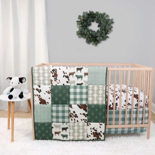 The Peanutshell Boho Farm Crib Bedding Set and Stuffie Plush Toy - 4 Piece Set