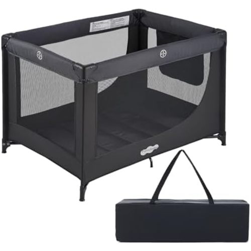 Pamo Babe Pack and Play Portable Baby Crib Foldable Playard Leightweight Travel Playpen for Tooddlers and Infant Black