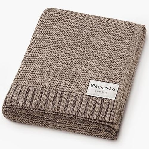 100% Organic Cotton Heritage Knit Textured Baby Blanket - Signature Heritage Knit, Soft Breathable Newborn Baby Blanket (Heritage - Mocha)
