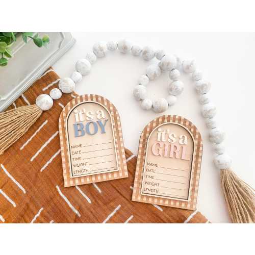 Gingham Baby Announcement | It’s a Boy It’s a Girl Sign| Baby Photo Prop | Gender Neutral | Modern Baby | Boy Girl Announcement Sign