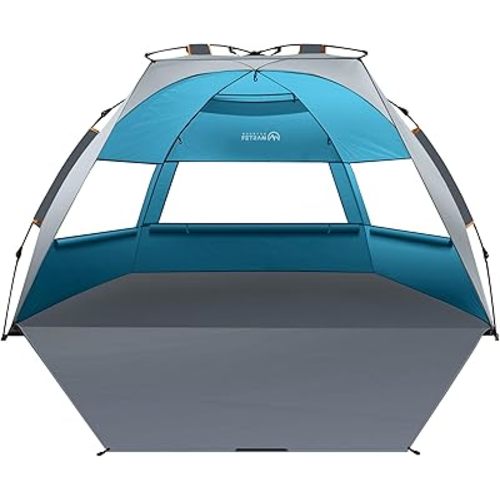 OutdoorMaster Beach Tent Sun Shelter for 3-4 Person, Pop Up Beach Tent Easy Setup with Sandbags, Portable Sun Shade Canopy with Carrying Bag for Beach & Outdoor, UPF50+ UV Protection, Family Size