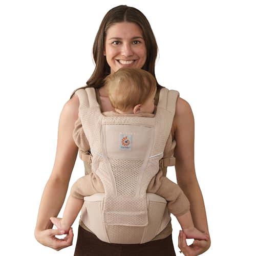 Ergobaby Alta Hip Seat Baby Carrier for Babies & Toddlers 4-48 Months (12-45 lbs) - 3-Position Convertible Ergonomic Baby Carrier with Storage Pocket, Sun Hood, Hip-Healthy Positioning - Natural Beige