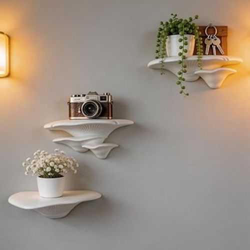 2 PCS Mushroom Wall Hanging Shelves - Assorted Realistic Floating Ledges, Whimsical Forest Fairy Wall Decor for Crystals & Plants, Unique Cottagecore Room Aesthetic Display