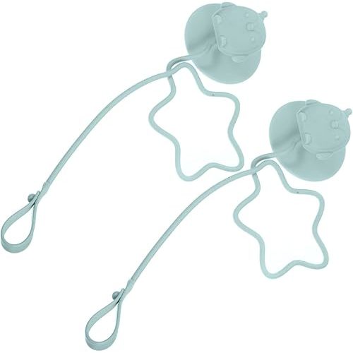 Vaguelly 1 Pair Spoon and Fork Anti-chain Serving Utensils Accessories for High Chairs for Babies Highchair,Silicone Pacifier Clip Baby Silicone Straps Light Green