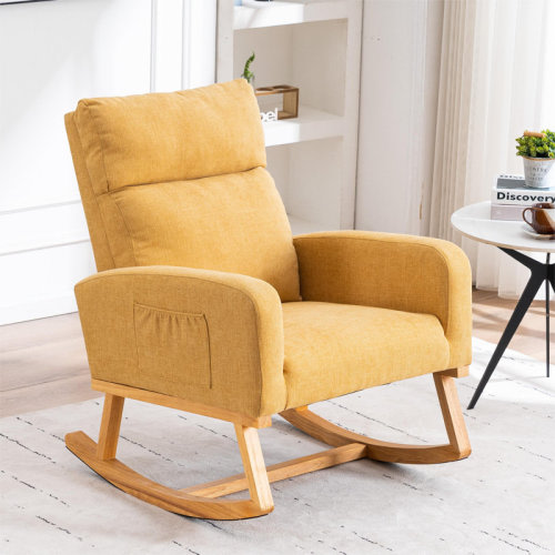 George Oliver Wasilewski Rocking Chair For Living Room with Solid Wood Leg & Reviews | Wayfair