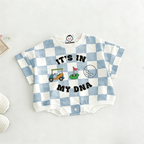 IT'S IN MY DNA Baby Golf Check T-shirt Romper