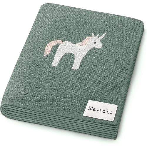 Receiving Blanket for Baby Girls and Boys 100% Cotton Buttery Soft Cozy Receiving Swaddle Crib Stroller Blanket for Shower Gift Registry for Newborns, Infants, Toddlers (Unicorn - Sage)