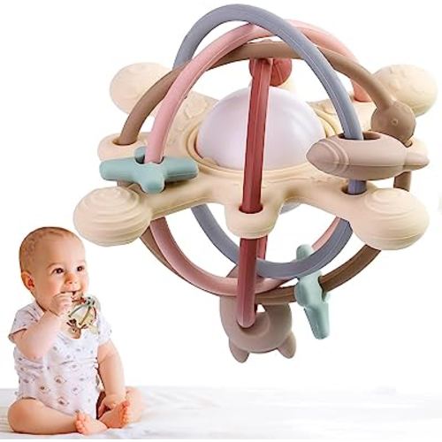 HHMY Teething Toys for Babies 0-6-12-36 Months,Soft Silicone Montessori Toys for Baby Toys 6 to 12 Months Baby Chew Toys Baby Rattle Teether Toddlers Sensory Toys Baby Girls Boys Gift