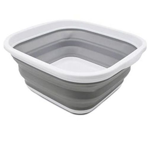 SAMMART 5.5L (1.4 Gallons) Collapsible Tub - Foldable Dish Tub, White/Grey