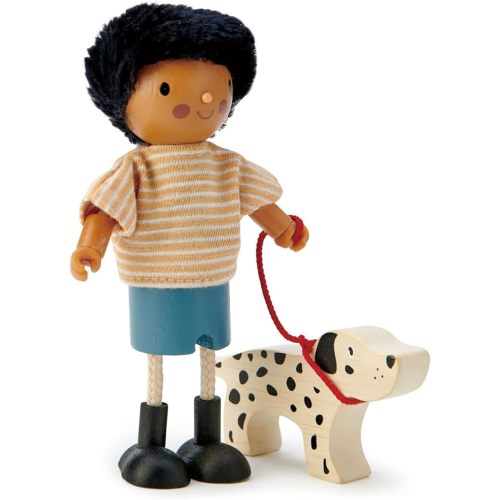 Tender Leaf Toys - Mr. Forrester and his Dog - Detailed Wooden Doll with Flexible Arms and Legs for Dollhouse - Encourage Creative and Imaginative Fun for Children - Age 3+