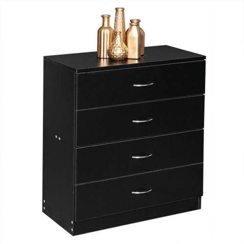 Black 4 Drawer Dresser for Small Space, Wood Storage Cabinet for Living Room, Chest of Drawers with Metal Handle for Bedroom