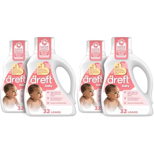 Dreft Newborn Baby Liquid Laundry Detergent,Gentle on Sensitive Skin,HE Compatible,32 loads each,(Pack of 4)