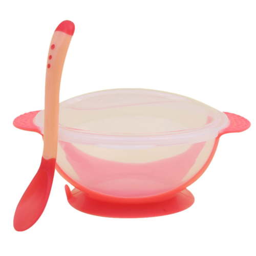 VGFVFSKGA Silicone Baby Suction Bowl with Lid and Spoon,Baby Led Weaning Feeding Set,Spill Proof Baby Bowls with Suction Cup