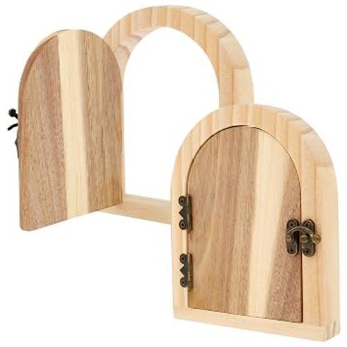 2 Pcs Fairy Door Outlet Covers, Wooden Outlet Covers, Wood Door Shape Romantic Fairy Door Outlet Cover Plate, No Drilling Outlet Cover Plates, Decorative Wall Outlet Covers for Children and Pets