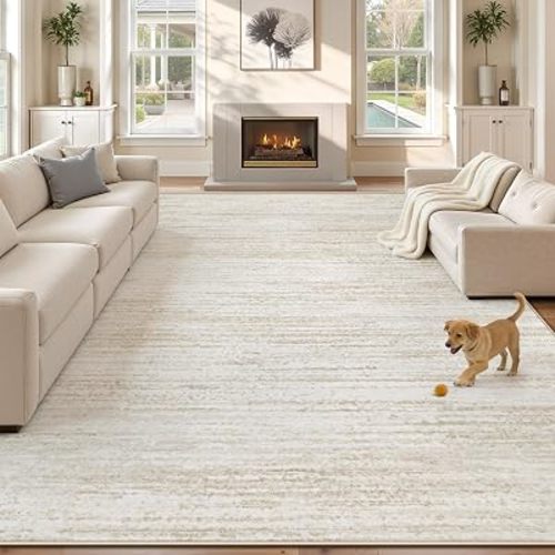 Area Rug 8x10 Living Room Rugs: Washable Modern Rug Large Non-Slip Soft Rugs Stain Resistant Printed Rug Indoor Carpet for Bedroom Kitchen Dining Room Nursery Playroom Home(Beige, 8'x10')