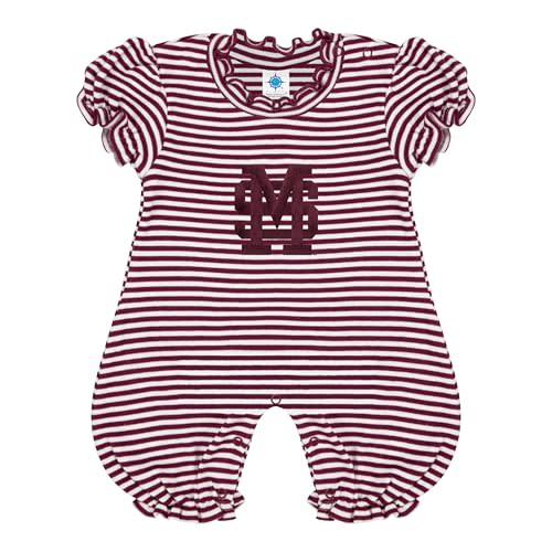 Creative Knitwear College Baby Striped Puff Sleeve Romper - Team Logo, Many Colors, for Girls (Newborn-12 Months)