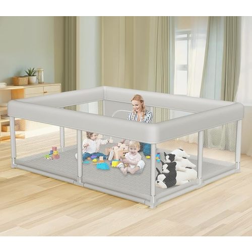 Baby Playpen 50x50 Inch, Play Pens for Babies and Toddlers Baby Fence Play Yards for Indoor & Outdoor with Breathable Mesh Anti-Fall Playpen