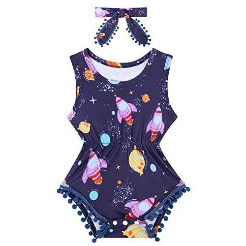 UNICOMIDEA Baby Girl Cowgirl Floral Sleeveless Romper Set & Headband 0-24M | Soft Breathable Floral Newborn Bodysuit with Headband Snap Crotch for Newborn Photos, Baby Showers & Daily Wear