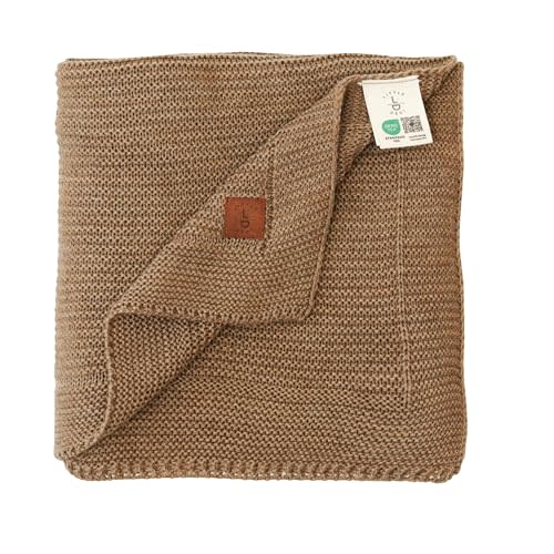 Soft Knit Baby Blanket 30x40 in, Mocha Meringue, Oeko-Tex | Breathable swaddle and receiving blanket for newborns, for crib and stroller, machine washable