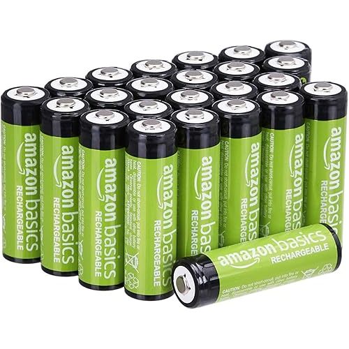 Amazon Basics 24-Pack Rechargeable AA NiMH Batteries, 2000 mAh, 1.2V, Recharge up to 1000x Times, Pre-Charged