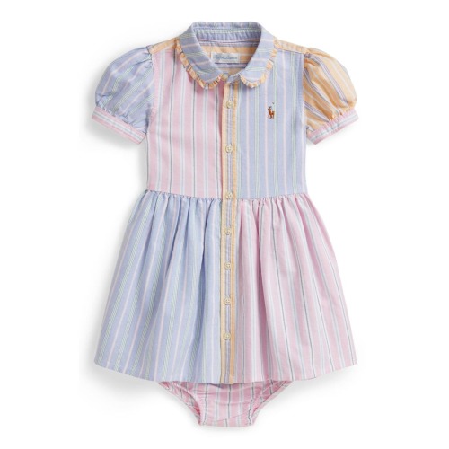 Oxford Stripe Cotton Piqué Shirtdress & Bloomers