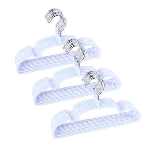 veeyidd Kids Metal Clothes Hangers, Anti-Slip resin Coated with Matte Baby Hangers White (11.8" Inch - 30 Pack)