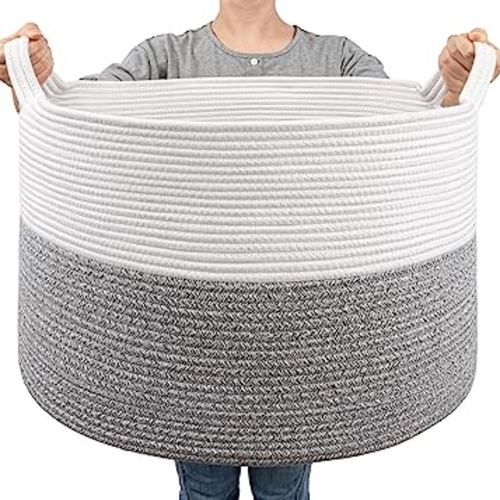 Goodpick Extra Large Rope Basket, 83L Blanket Basket Living Room, Baby Toy Storage, Woven Storage for Clothes, Big Toy Bin for Kids Organizer, 21.7 x 13.8 inches