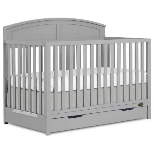 Dream On Me Storybrooke 5 in 1 Convertible Crib with Under Drawer, Pebble Gray