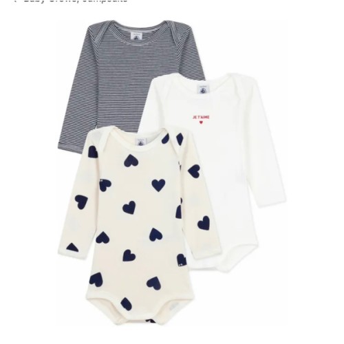 Lot 3 Bodies Je T'aime Organic Cotton | Ecru