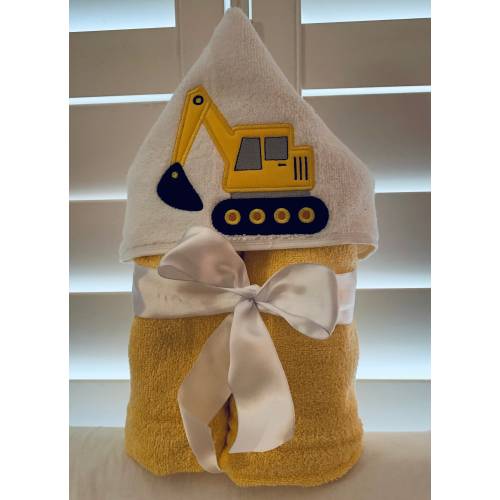 Excavator Hooded Towel NAME INCLUDED